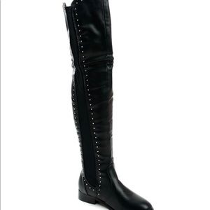 Silver-stud Knee High Boots